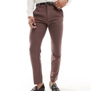 ❌SOLD❌ ASOS DESIGN Wedding Slim Suit Pants in Burgundy Microtexture Size 34W/34L